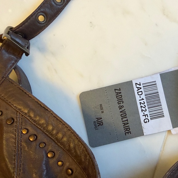 Zadig & Voltaire Brown Leather Studded Top - Picture 4 of 4